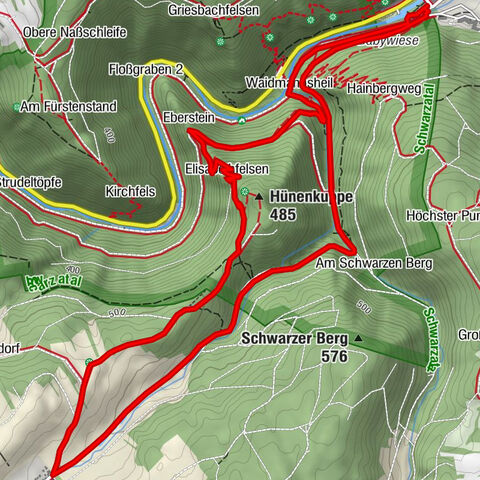 Parcours circulaire - Saugartenpfad - Départ de randonnée au Chrysopraswehr - Bad Blankenburg