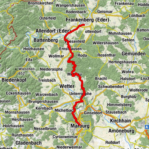 Burgwaldpfad Marburg - Frankenberg (Sud-Nord)