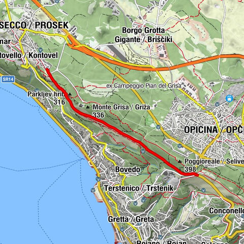 Triest-Opicina (Obelisk) nach Prosecco