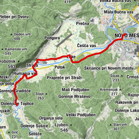 Cycling trail from Novo Mesto to Dolenjske Toplice