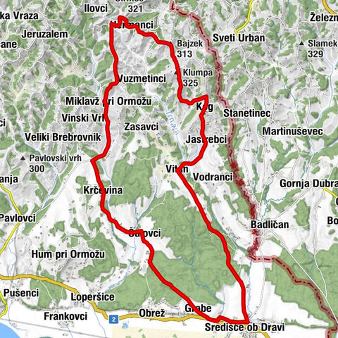 Cycling route from Pumpkin to Šipon