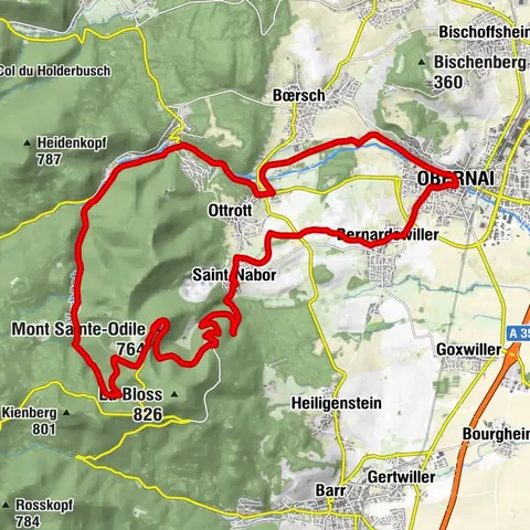 Boucle vélo "Le Mont Sainte-Odile depuis Obernai"