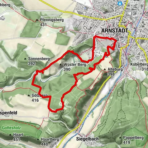 Parcours circulaire - Arnstadt - Jungfernsprung - Alteburg