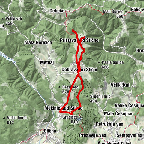 Mekinje nad Stično - Pristava nad Stično - Sv. Lambert - Gradišče