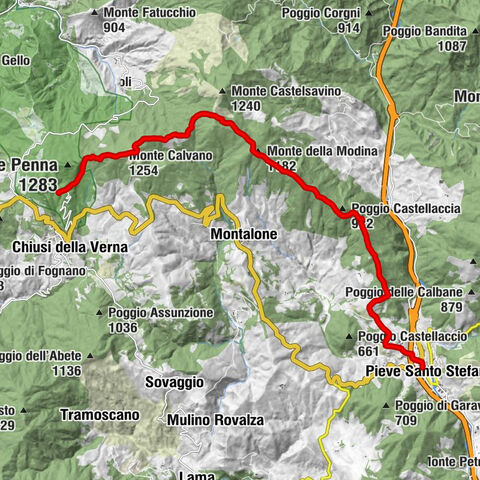 La Melosa - Monte Calvano - Monte della Modina - Pieve Santo Stefano