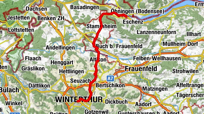 SchweizMobil 45 : Wyland–Centre-ville, Étape 1 : Stein am Rhein – Winterthur