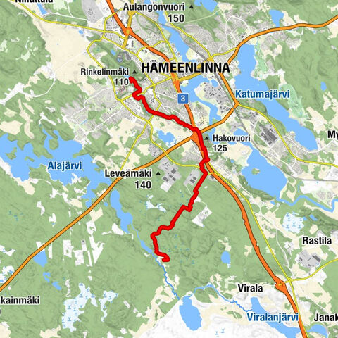 Hämeen Ilvesreitti Ahvenisto-Katiskosken kota 13,5 km