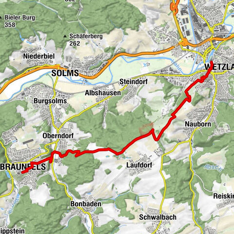 Lahnwanderweg 11e étape en amont Braunfels - Wetzlar