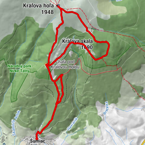 Šumiac - Kráľova hoľa - Kráľova skala - Reštaurácia pod Lipou