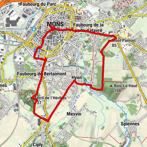 Mons - Terril de l'Héribus - Mont Panisel - Église Évangélique