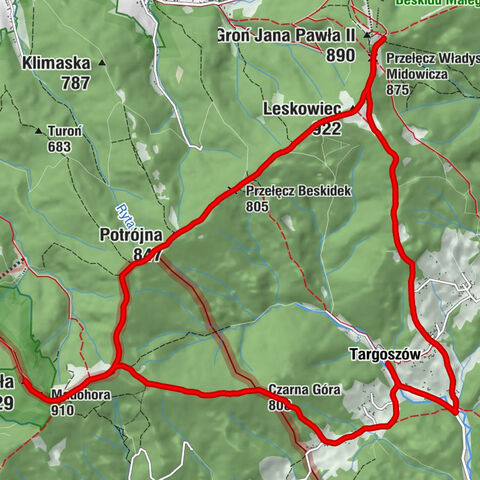 Targoszów - Leskowiec - Łamana Skała - Madohora