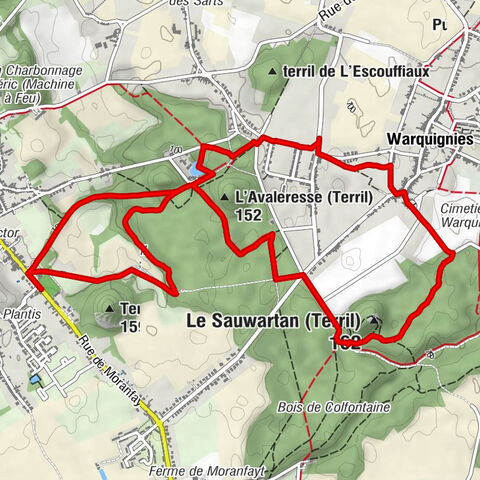Dour - L'Avaleresse (Terril) - Le Sauwartan (Terril) - Warquignies