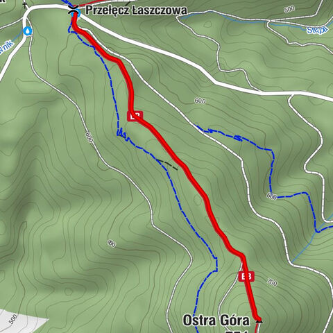 Przełęcz Łaszczowa - Ostra Góra