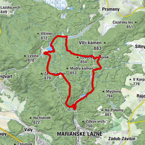 Vom Lunapark zum Königteich bei Kladska um den Lovecky Hügel zurück mach Marienbad, Nordwesten/Tschechien