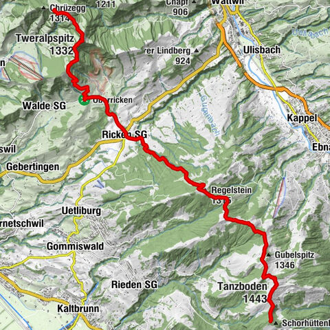 Chemin d'altitude du Toggenburg, étape 4, Tanzboden - Chrüzegg