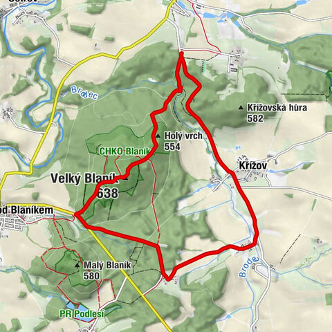 Kondrac - Slepičí skála - Velký Blaník - Křížov pod Blaníkem