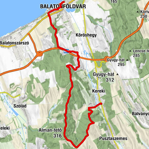 Amáliapuszta - Alman-tető - Kármelhegyi Boldogasszony-kápolna - Balatonföldvár