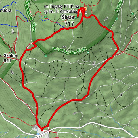 Przełęcz Tąpadła - Ślęża - Dom Turysty PTTK na Ślęży im. R Zmorskiego - Sobótka