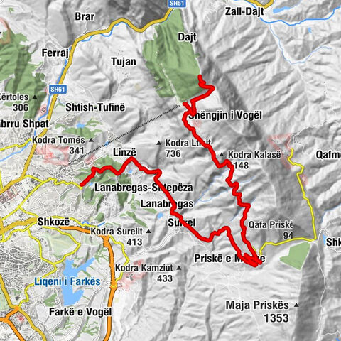 Dajt - Maja e Tujanit - Kodra Balliut - Qesarak (Linsa)