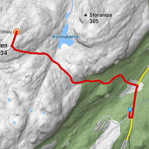 Alver - Eldsfjellet - Varden - Dagsturhytta Eldsbu