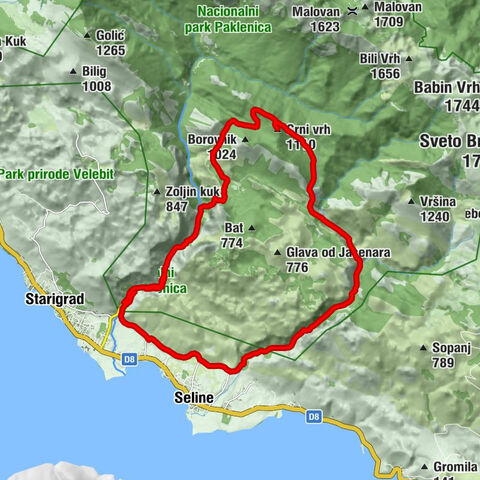 Seline - Pozdravača - Crni vrh - Jukići