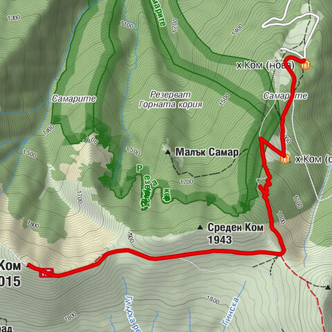 х.Ком (нова) - х.Ком (стара) - Ком