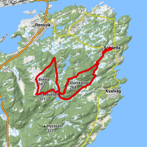 Solsletta - Storskarven - Matlausfjellet - Breilia