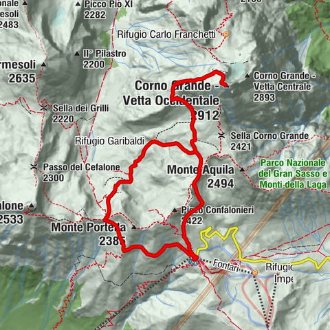 Chiesetta della Madonna della Neve - Sella del Brecciaio - Corno Grande - Vetta Occidentale - Rifugio Garibaldi