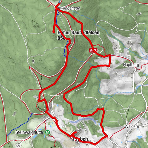 Erbendorf - Saubadfelsen - Hoher Saubadfelsen - Waldhaus