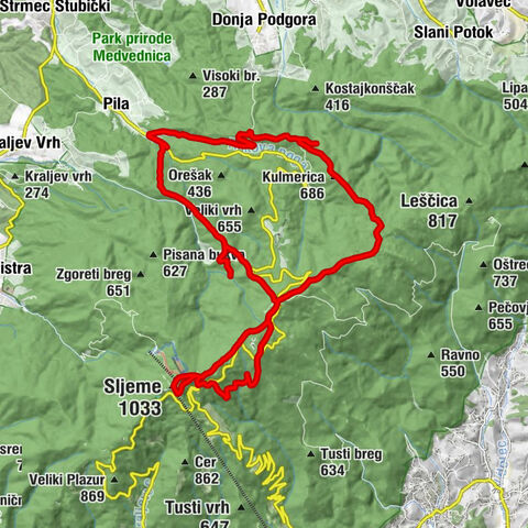 Sljeme - Kulmerica - Lojzekov izvor