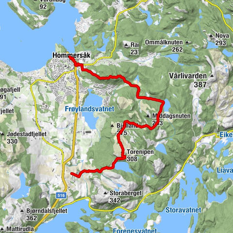 Hommersåk - Hommersåkfjellet - Torenipen - Sandnes