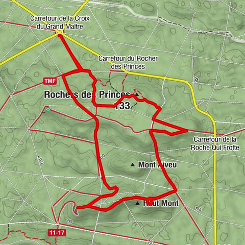 Carrefour de la Croix du Grand Maître - Rochers des Princes
