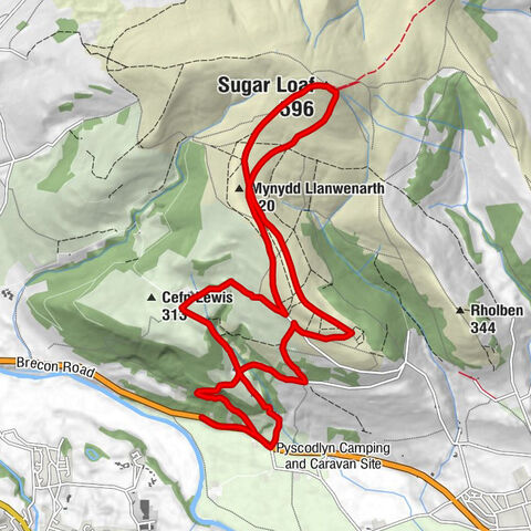 Abergavenny - Mynydd Llanwenarth - Sugar Loaf - Pyscodlyn
