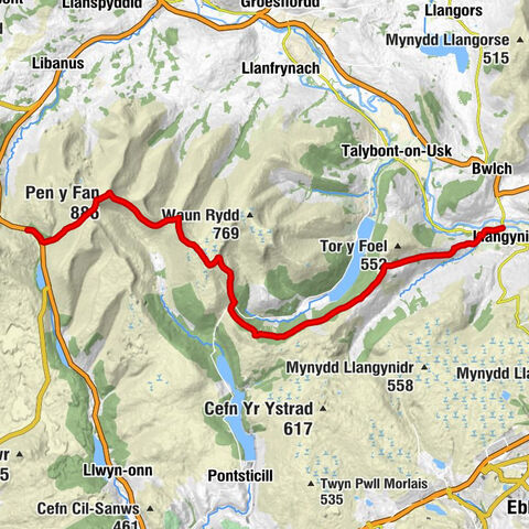 Llangynidr - Pen y Fan - Corn Du - Glyn Tarell