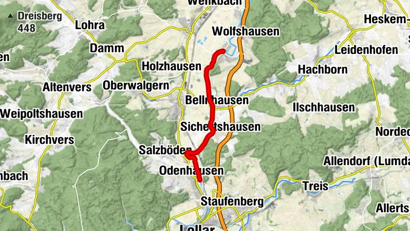 Rivière pour canoë Lahn 1ère étape Weimar-Roth jusqu'à Lollar-Odenhausen