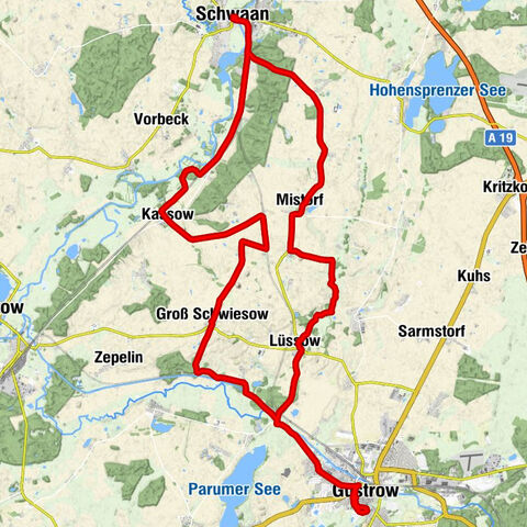 Güstrow - Zur Schleuse - Lüssow - Schwaan
