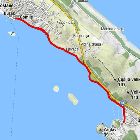 Bužak - Gomile - Pakoštane - Drage