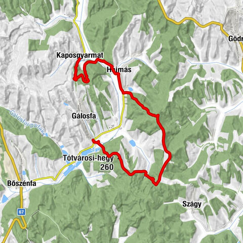 Gálosfa - Szamár-domb - Tótvárosi-hegy - Kaposgyarmat