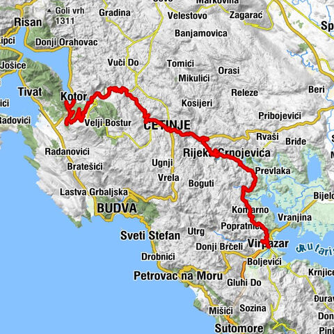 Kotor - Ilijina Glavica - Zanovjetni brijeg - Virpazar