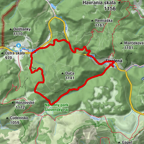Stratená - Zelená jaskyňa - Restaurace Dobšinská Ľadová Jaskyňa - Kostol sv. Augustína