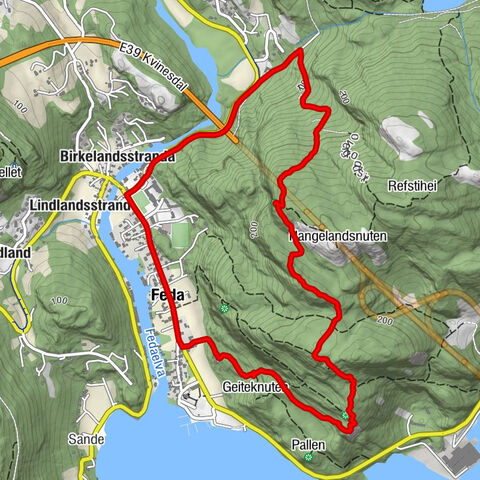 Kvinesdal - Feda - Birkelandsstranda - Holefossen