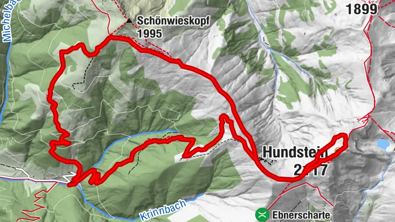 Circular hiking trail to Hundstein via Schönwieskopf