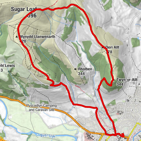 Abergavenny - Twyn-yr-Allt - Deri Allt - Sugar Loaf