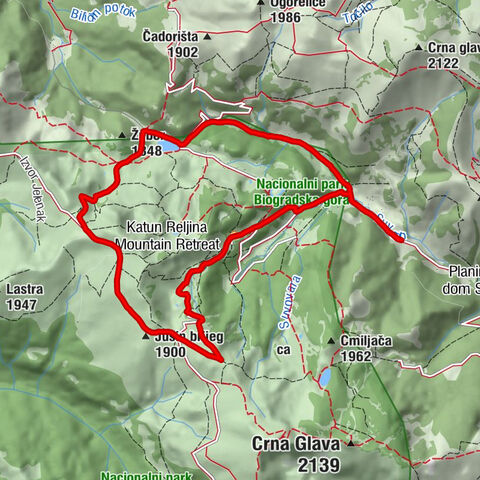 Katun Suvodo (Šekularci) - Jusin brijeg - Crna glavica - Katun Reljina Mountain Retreat