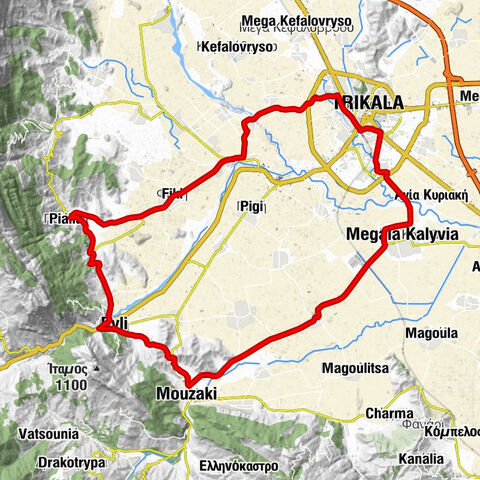 Τρίκαλα - Μεγάλα Καλύβια - Μουζάκι