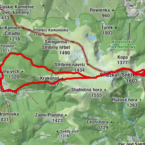 Špindlerův Mlýn, kozi hrbety, lucni, stezka bile labe
