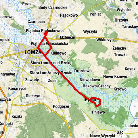 Piątnica Poduchowna - Piątnica Włościańska - Łomża - Stara Łomża nad Rzeką