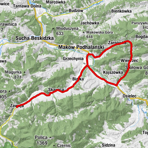 Zawoja - Kościół pw. Świętego Klemensa w Zawoi - Kościół Matki Bożej Częstochowskiej w Skawicy - Kaplica