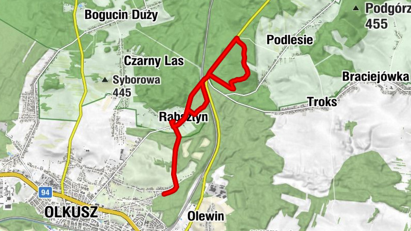 Rabsztyn - Januszkowa Szczelina - Podzamcze - Olkusz