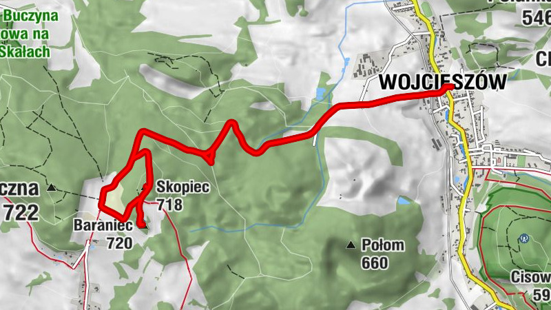 Wojcieszów - Przełecz Komarnicka - Skopiec - Baraniec